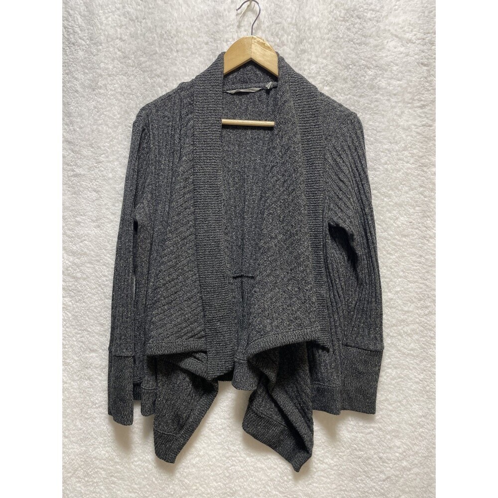 Athleta Tiburon Women's Gray Draped Cardigan Sweater Size M Long Sleeve Minimal